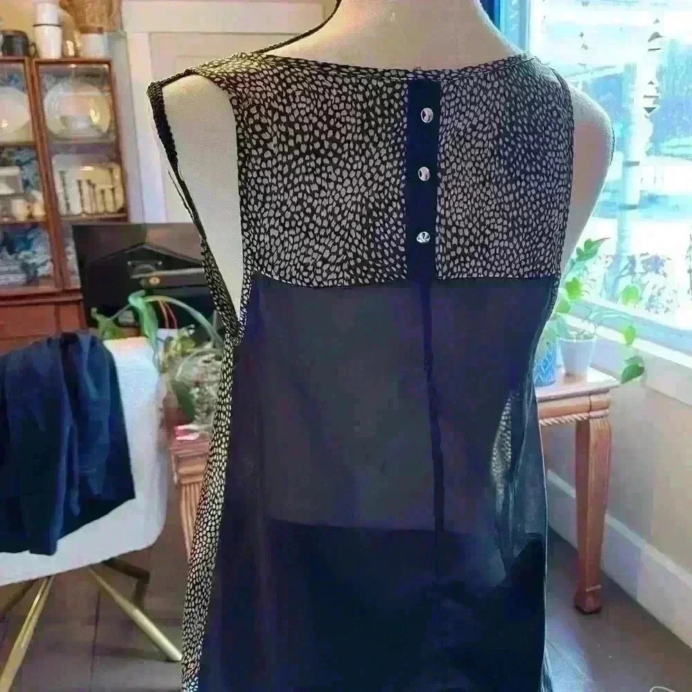 Charlotte Russe Animal Print Sheer Back Sleeveless Tank Blouse Size M - Picture 2 of 12